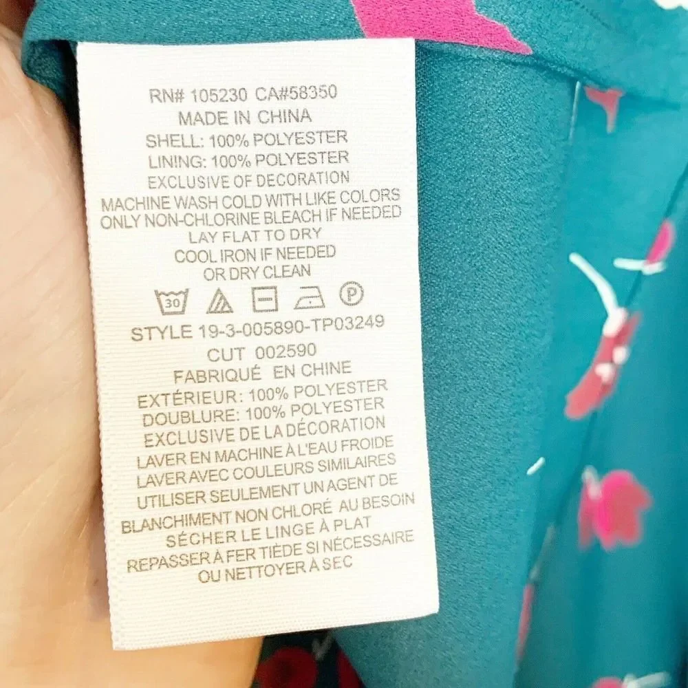 JOIE Women’s Myella Floral Print Blouse Size XXS Teal Long Sleeve Button Top - Picture 11 of 12